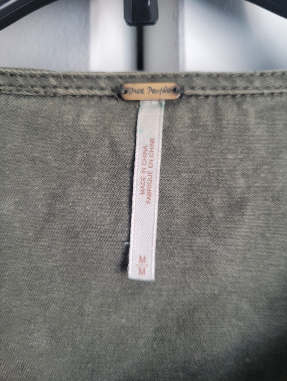 Free People Collarless Army Green Jacket Artfully Distressed - Picture 2 of 5
